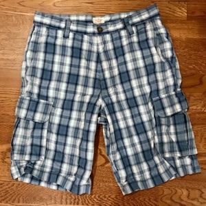 Dockers Classic Fit Blue Plaid Cargo Shorts